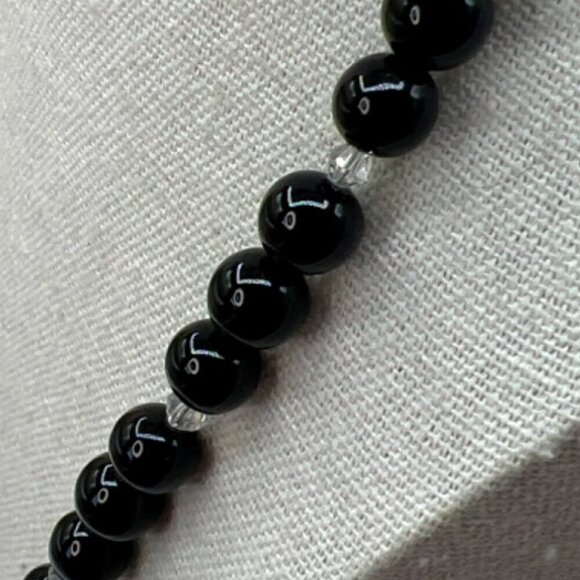 Elegant Black Glass Bead Necklace & Stone Bracelets Set.  C4 - Picture 4 of 13